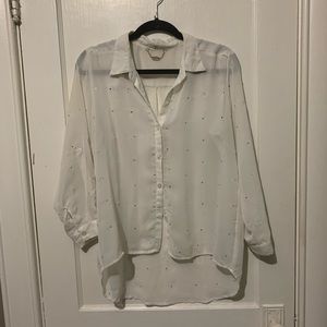 Rhinestone chiffon button up